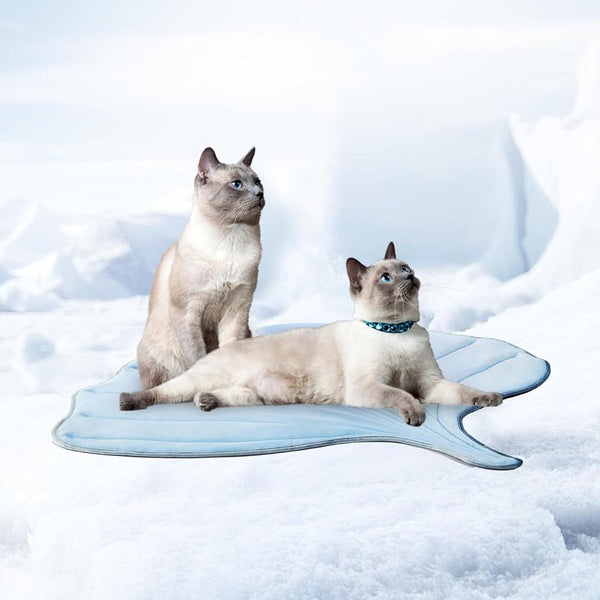 HKM-5698749 Summer Cat Ice Pad Pet Mat in Ginkgo Leaf Design - Available in Light Blue and Light Green Colors