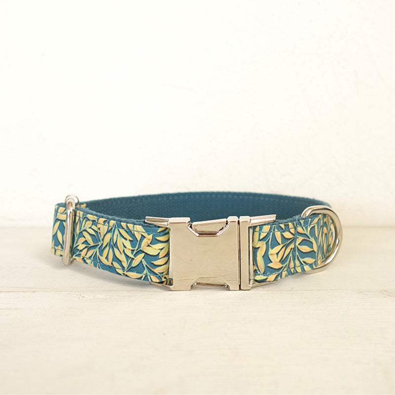 HKM-5698877 Gold Leaf Polyester Dog Collar - Sizes XS to XL