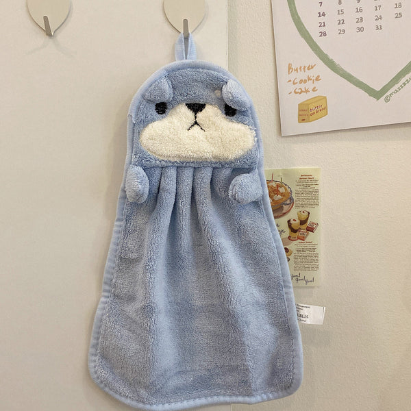 HKM-569939 Cute Coral Fleece Absorbent Face Towels for Kids - Little Bear, Ducks, Penguins & More