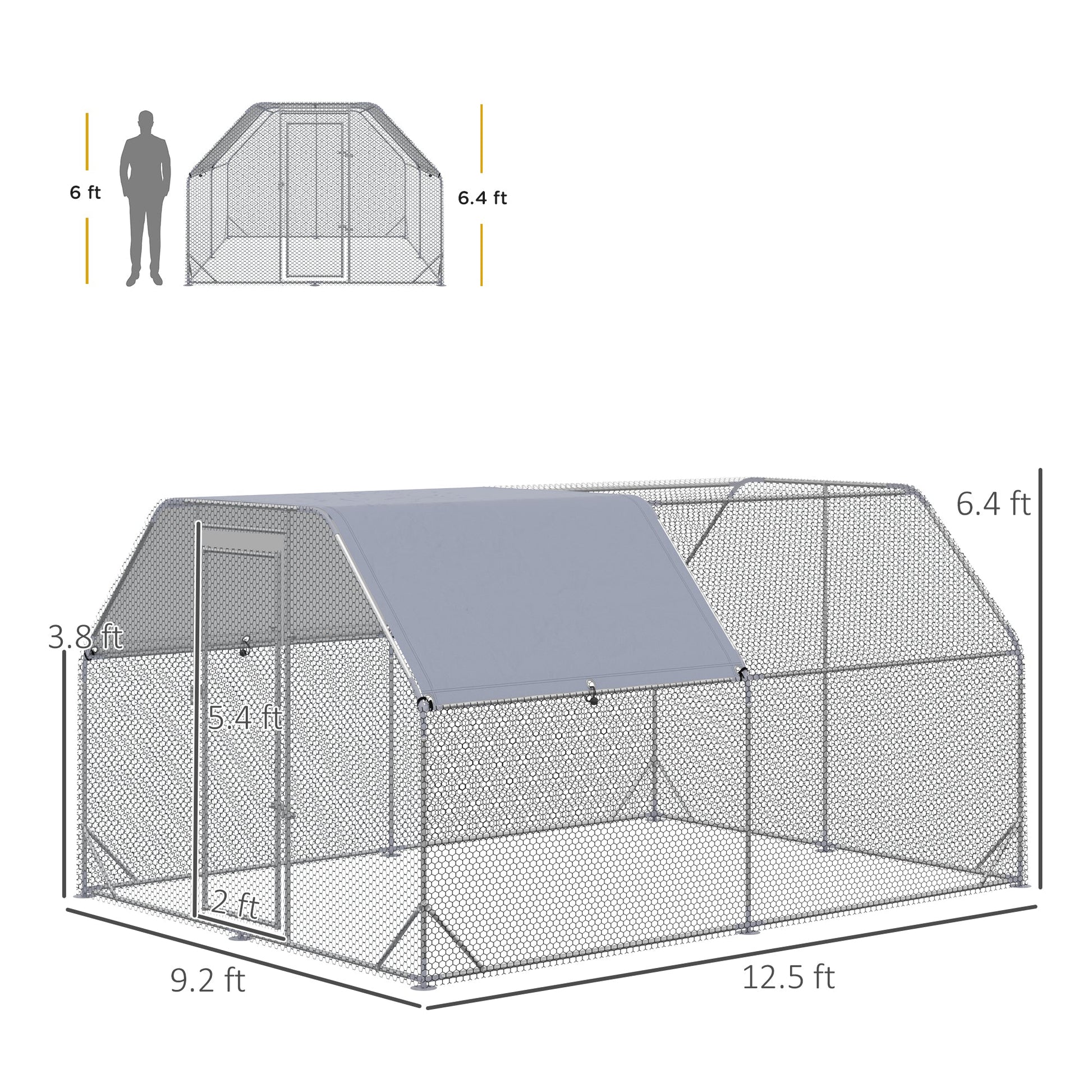 HKM-5700541 Large Walk-In Chicken Coop with Waterproof Cover and UV Protection