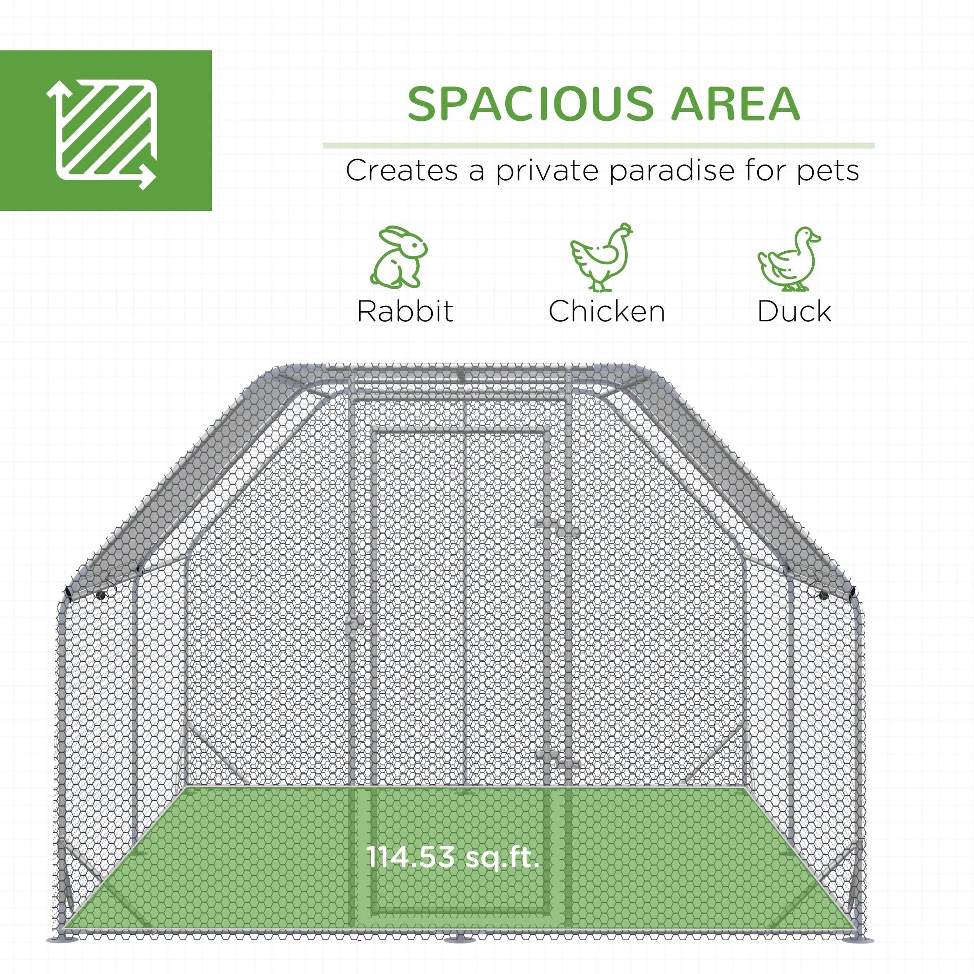 HKM-5700541 Large Walk-In Chicken Coop with Waterproof Cover and UV Protection