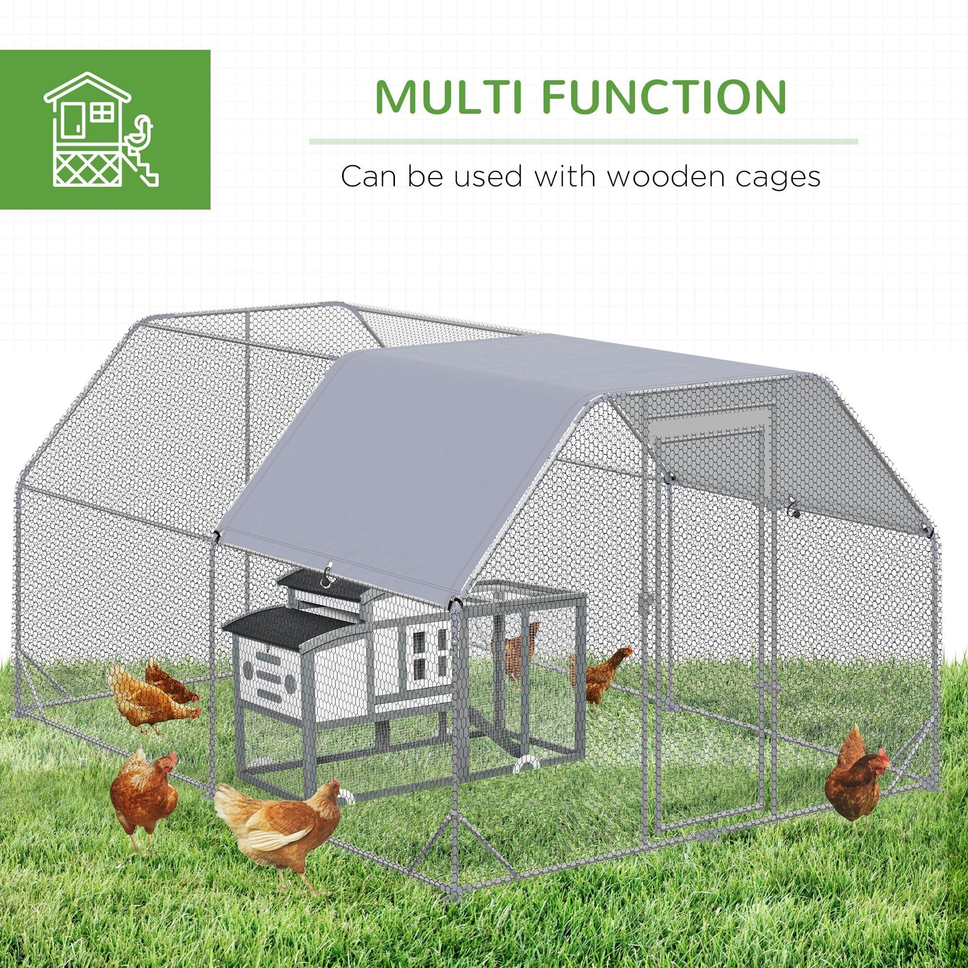 HKM-5700541 Large Walk-In Chicken Coop with Waterproof Cover and UV Protection
