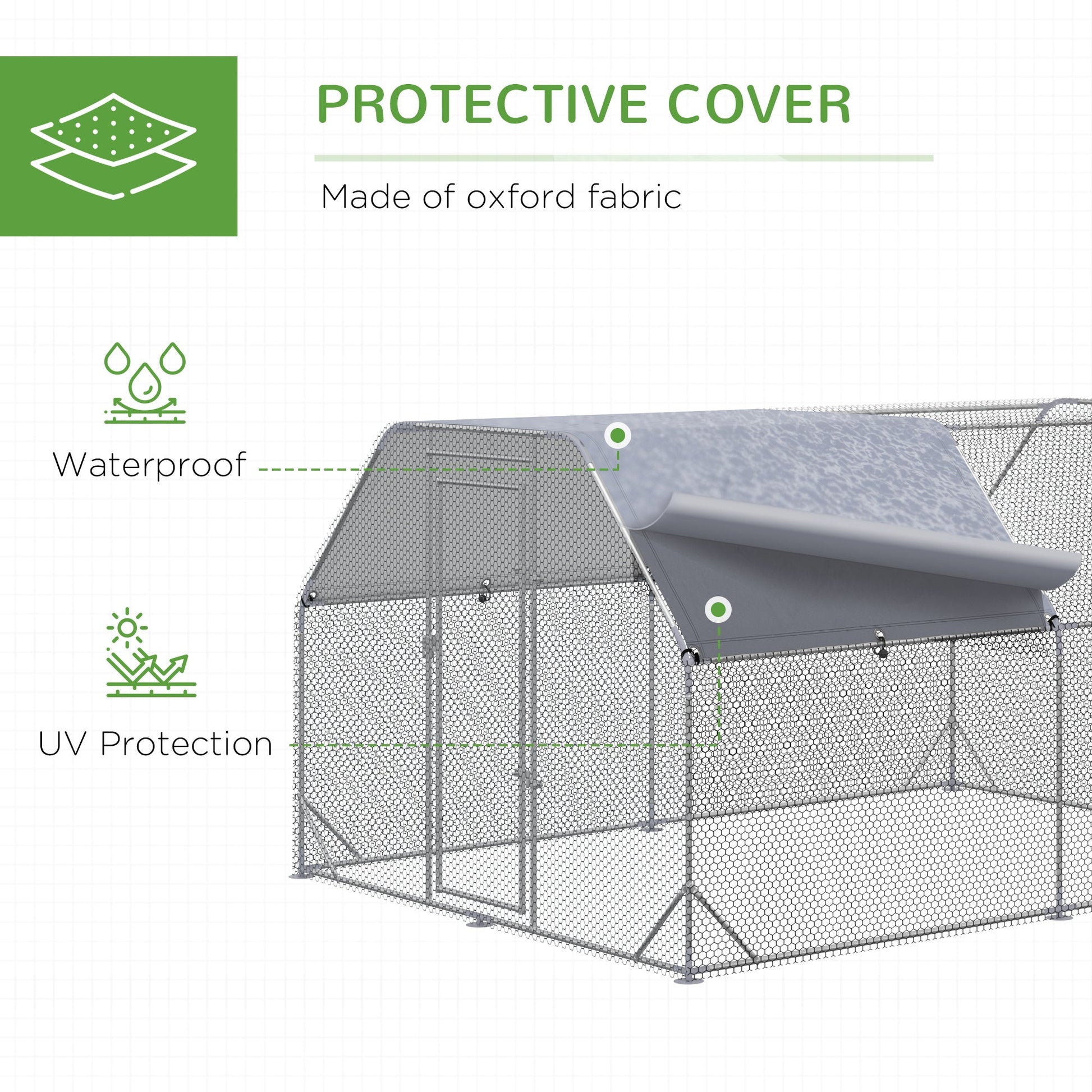 HKM-5700541 Large Walk-In Chicken Coop with Waterproof Cover and UV Protection