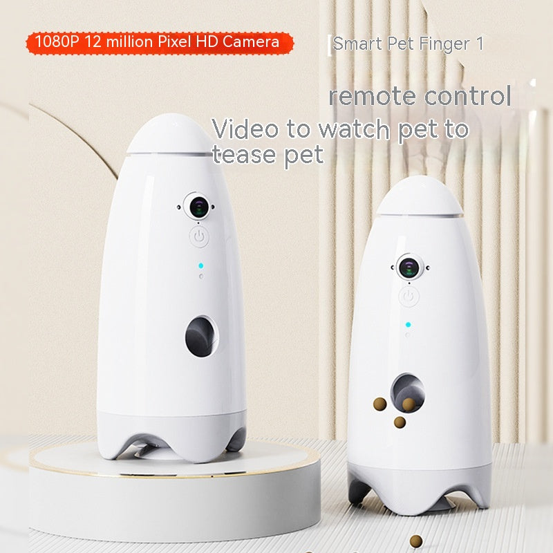 HKM-5700669 Automatic Pet Feeder with Camera for Dogs and Cats - 200g Capacity, White
