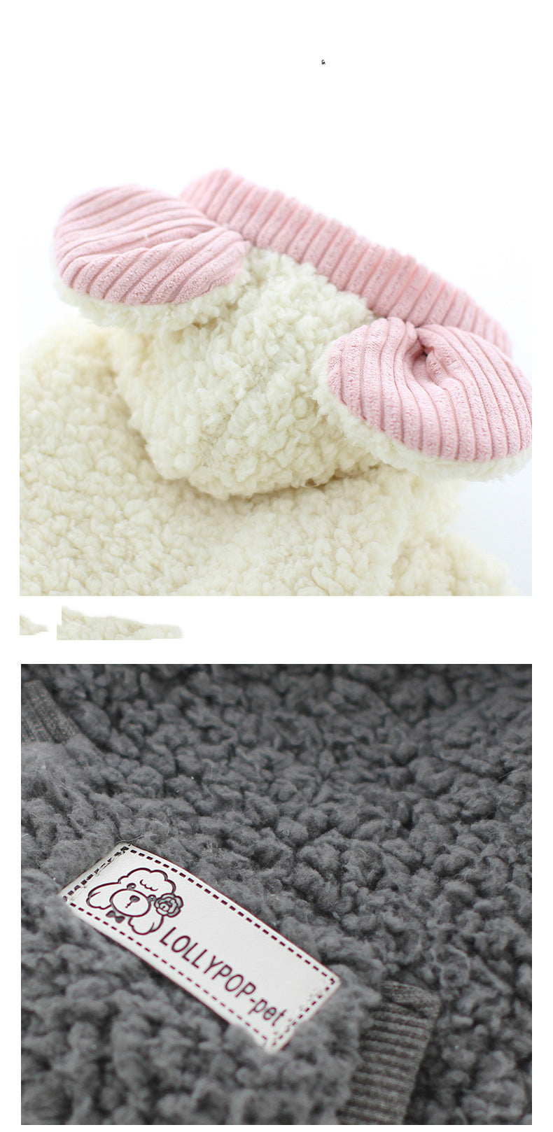 HKM-5701309 Cute Cotton Coat for Small Dogs - Bubble Wool, Big Ears Design, XS-XL Size Options