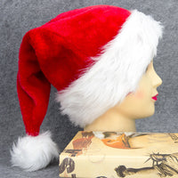 HKM-570131 Thicker Plush Santa Christmas Hat for Adults and Kids - Cozy Red and White Design