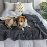 HKM-5703485 Waterproof Reusable Lambswool Pet Blanket - Gray, Navy, Camel, Coffee - 75x100CM & 127x150CM