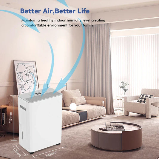 HKM-570387 Portable 4-in-1 Dehumidifier with 12L/Day Compressor and WiFi Connectivity for Home Use