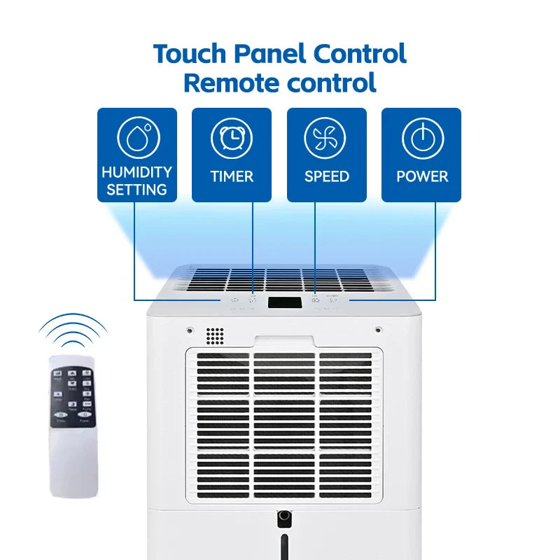 HKM-570387 Portable 4-in-1 Dehumidifier with 12L/Day Compressor and WiFi Connectivity for Home Use