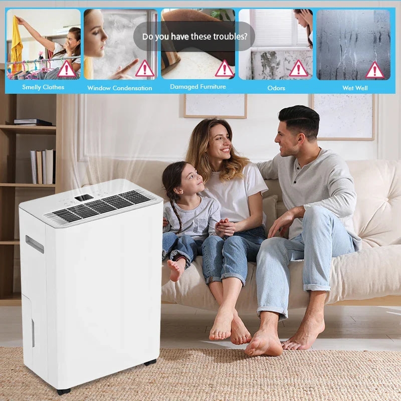 HKM-570387 Portable 4-in-1 Dehumidifier with 12L/Day Compressor and WiFi Connectivity for Home Use
