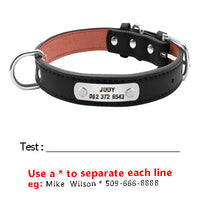 HKM-5704637 Durable Personalized PU Leather Pet ID Collar for Small to Large Dogs and Cats - Adjustable, Soft Padded with Custom Engraving Options
