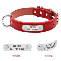 HKM-5704637 Durable Personalized PU Leather Pet ID Collar for Small to Large Dogs and Cats - Adjustable, Soft Padded with Custom Engraving Options