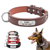 HKM-5704637 Durable Personalized PU Leather Pet ID Collar for Small to Large Dogs and Cats - Adjustable, Soft Padded with Custom Engraving Options