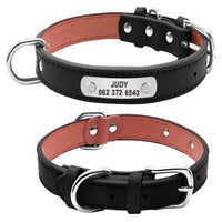 HKM-5704637 Durable Personalized PU Leather Pet ID Collar for Small to Large Dogs and Cats - Adjustable, Soft Padded with Custom Engraving Options