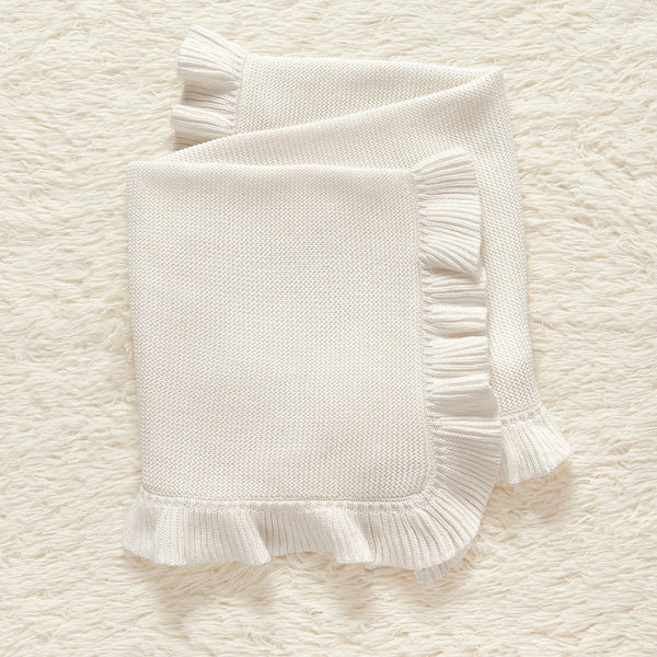 HKM-570515 Soft Pure Cotton Baby Blanket with Ruffles - All-Season Multi-Color Options