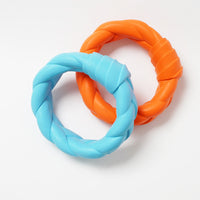 HKM-5705277 Interactive Rubber Dog Toy for Teeth Cleaning and Training - Woven Ring Shape, Meaty Flavor