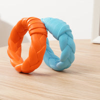 HKM-5705277 Interactive Rubber Dog Toy for Teeth Cleaning and Training - Woven Ring Shape, Meaty Flavor