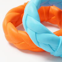 HKM-5705277 Interactive Rubber Dog Toy for Teeth Cleaning and Training - Woven Ring Shape, Meaty Flavor