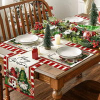 HKM-570643 Christmas Holiday Nordic Linen Insulation Anti-Scald Placemat, 12x18 inches, Available in Multiple Piece Sets