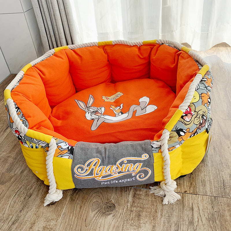 HKM-5706685 Cozy Cloth Teddy Bear Schnauzer Pet Nest for Your Furry Friend