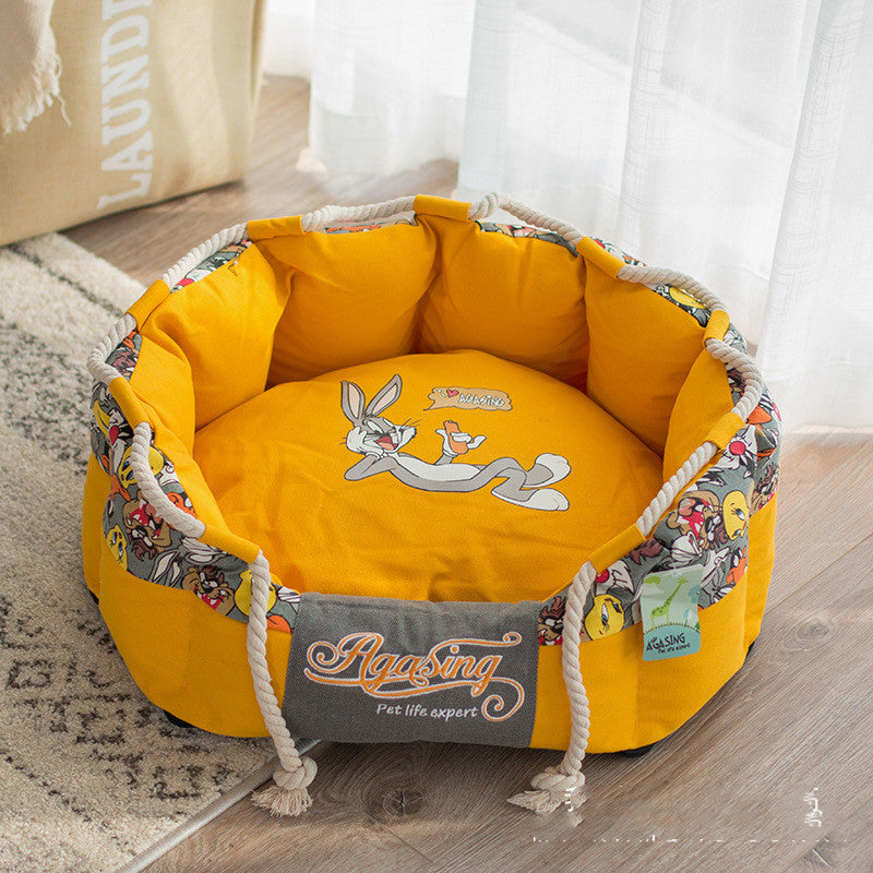 HKM-5706685 Cozy Cloth Teddy Bear Schnauzer Pet Nest for Your Furry Friend