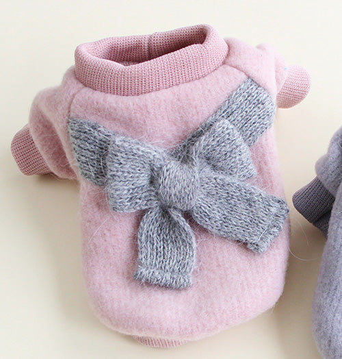 HKM-5706813 Cozy Fleece Dog Clothes for Autumn and Winter in Gray and Lotus Root Pink