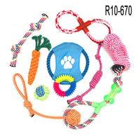 HKM-5707453 Durable Cotton Rope Dog Toy Set - 10 Piece Bite Resistant Playtime Collection
