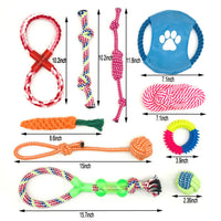 HKM-5707453 Durable Cotton Rope Dog Toy Set - 10 Piece Bite Resistant Playtime Collection