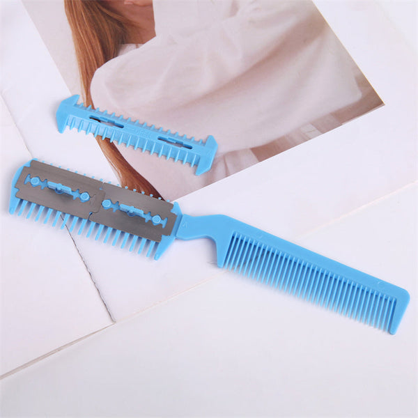 HKM-5708221 Two-Sided Pet Sharpening Comb with Built-in Blade - Pink, Blue, Beige