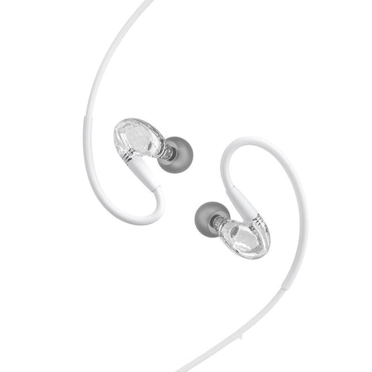 HKM-570835 Wired In-Ear Headphones with Microphone and 3.5mm Jack, Silicone Earplugs and 1.25m TPE Cable in White and Black