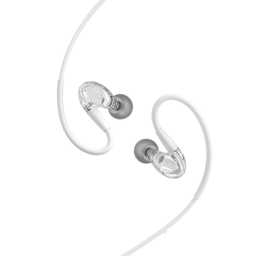HKM-570835 Wired In-Ear Headphones with Microphone and 3.5mm Jack, Silicone Earplugs and 1.25m TPE Cable in White and Black