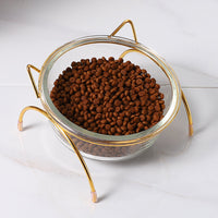 HKM-5708605 Glass Cat Bowl with Iron Rack ¨C Ideal for Cats and Small to Medium Dogs