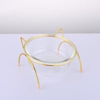 HKM-5708605 Glass Cat Bowl with Iron Rack ¨C Ideal for Cats and Small to Medium Dogs