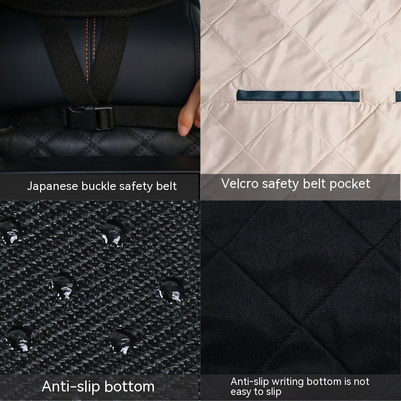 HKM-5708861 Comfortable Oxford Cloth Rear Dog Bed for Cars - Black and Khaki, 127x35x55cm