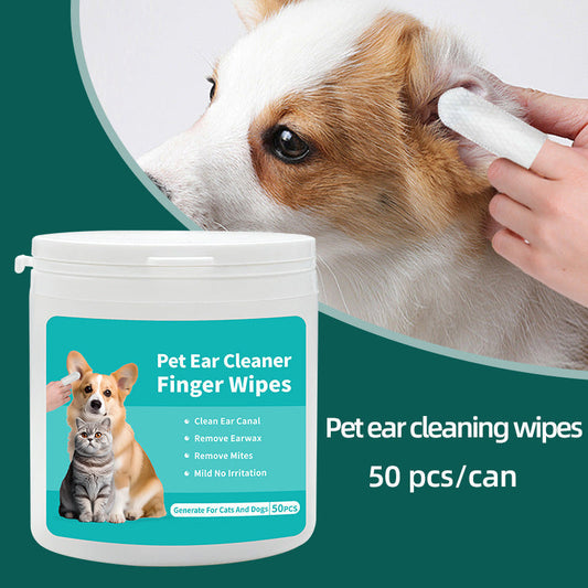 HKM-5710269 Pet Cleaning Wipes for Teeth and Ears - 100% Non-Woven Fabric, 100 Pieces Total