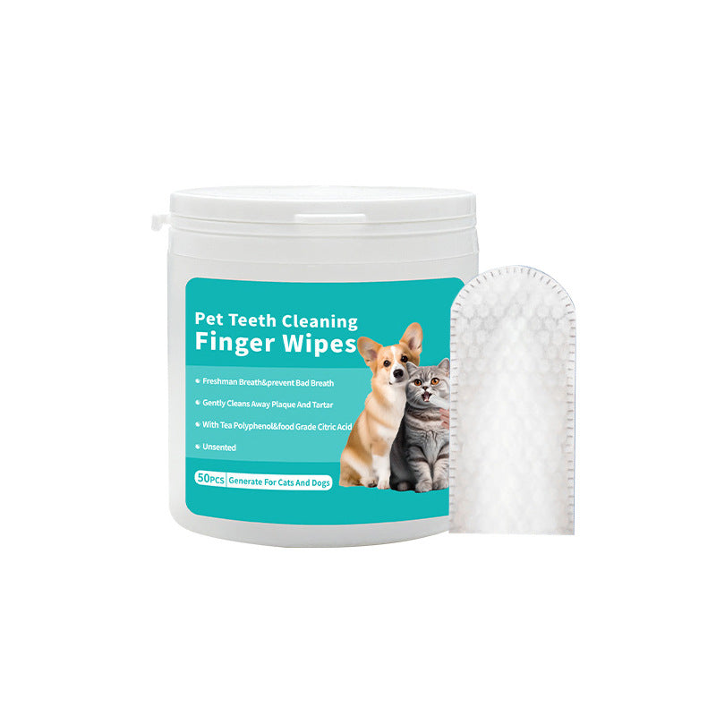 HKM-5710269 Pet Cleaning Wipes for Teeth and Ears - 100% Non-Woven Fabric, 100 Pieces Total