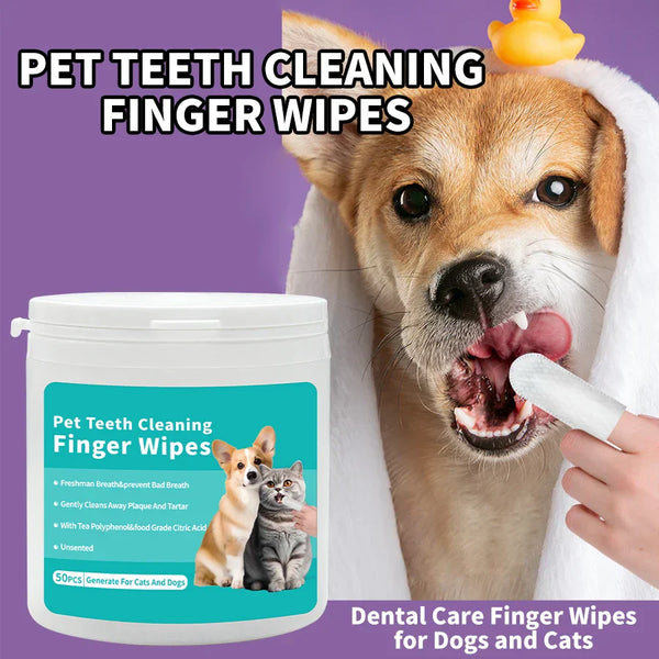 HKM-5710269 Pet Cleaning Wipes for Teeth and Ears - 100% Non-Woven Fabric, 100 Pieces Total