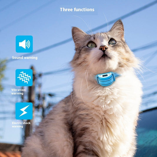 HKM-5710397 Sky Blue Waterproof Anti-Cat Call Bark Stopper Collar with Accessories