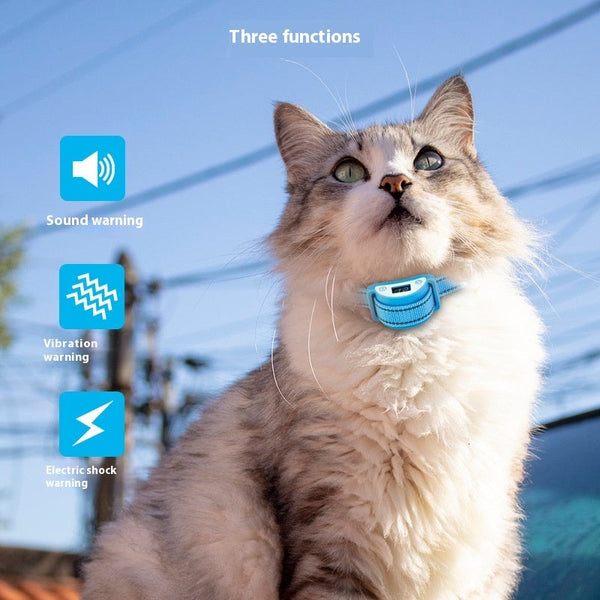HKM-5710397 Sky Blue Waterproof Anti-Cat Call Bark Stopper Collar with Accessories