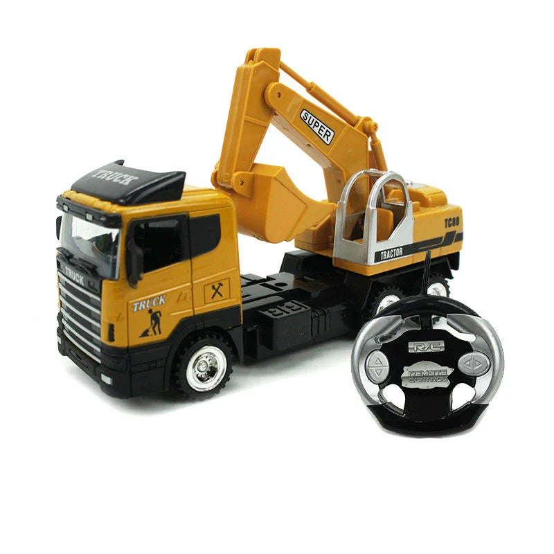 HKM-571155 1:43 Remote Control Alloy Excavator Toy for Kids - Diecast Metal RC Truck Car