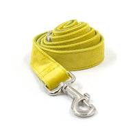 HKM-5712189 Elegant Yellow and Green Velvet Dog Collar and Leash Set with Bow