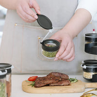 HKM-571219 Adjustable Stainless Steel Rotating Spice Rack with Glass Salt and Pepper Shaker for Cabinet Storage