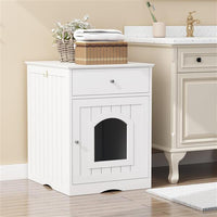 HKM-5712445 White MDF Cat Litter Box Enclosure with Easy Assembly and Ample Space