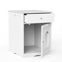 HKM-5712445 White MDF Cat Litter Box Enclosure with Easy Assembly and Ample Space