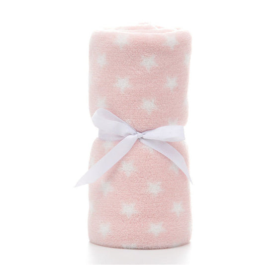 HKM-571347 Super Soft Pink Star Coral Fleece Dog Blanket, 75x100cm