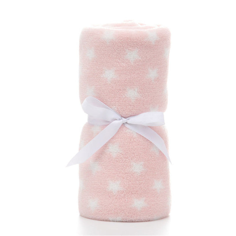 HKM-571347 Super Soft Pink Star Coral Fleece Dog Blanket, 75x100cm
