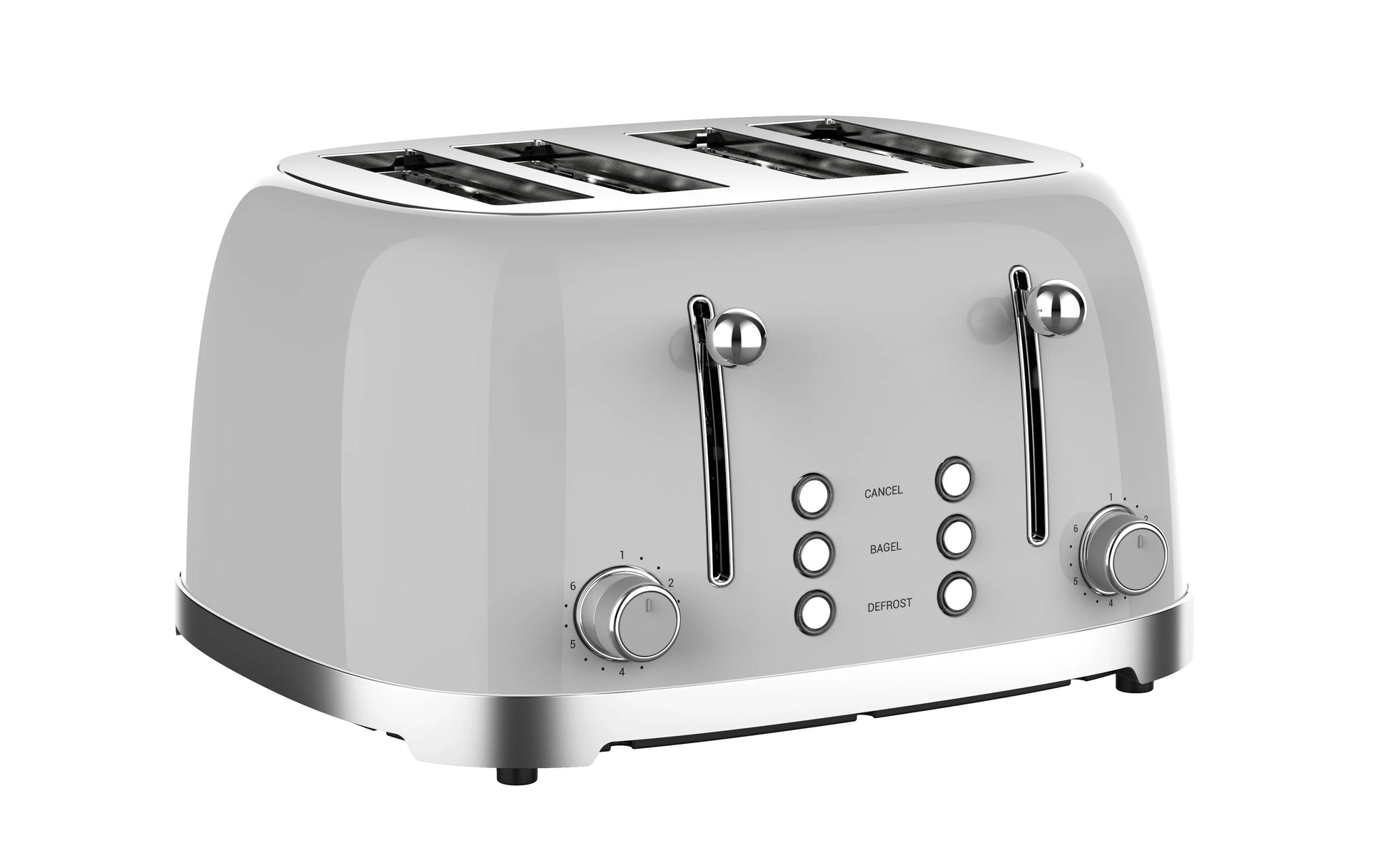 HKM-571411 Stainless Steel 4-Slice Toaster with Self-Centering Function and Woodgrain Knob