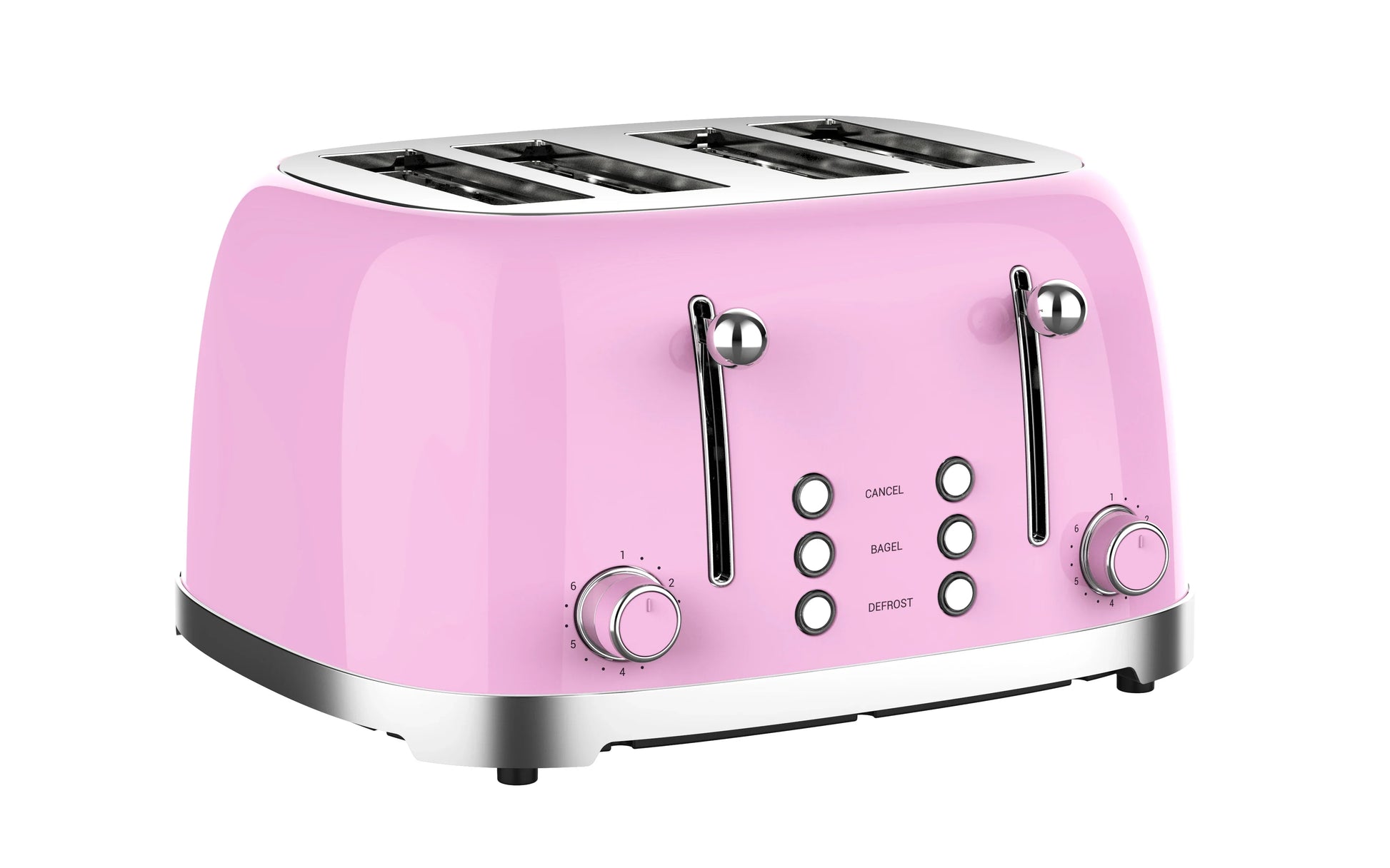 HKM-571411 Stainless Steel 4-Slice Toaster with Self-Centering Function and Woodgrain Knob