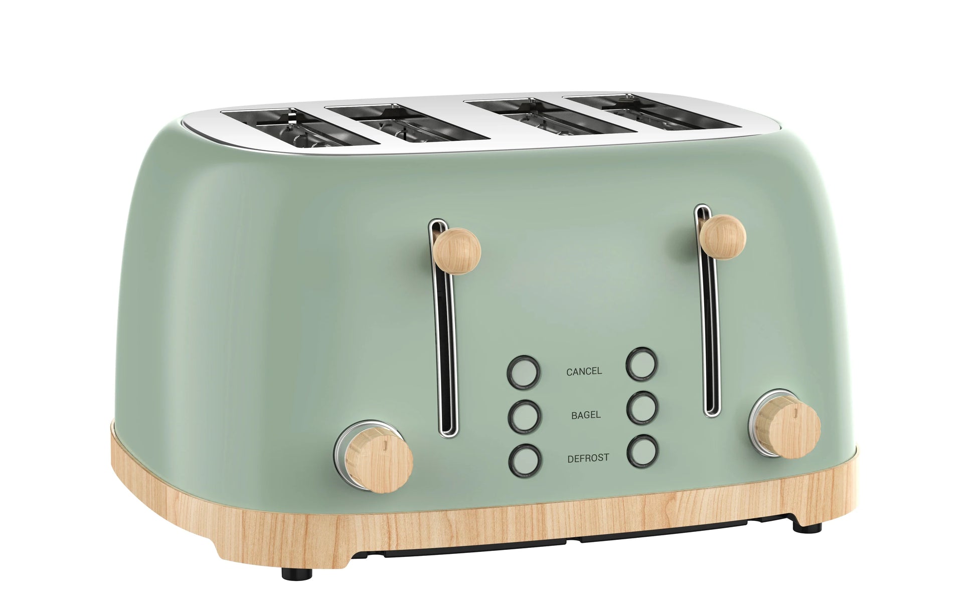 HKM-571411 Stainless Steel 4-Slice Toaster with Self-Centering Function and Woodgrain Knob