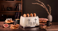 HKM-571411 Stainless Steel 4-Slice Toaster with Self-Centering Function and Woodgrain Knob